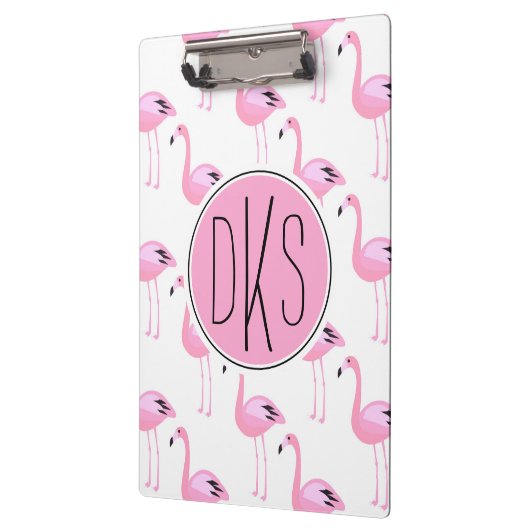 Roze lamingos | Monogram Klembord (Links)