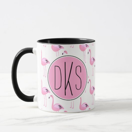 Roze lamingos | Monogram Mok (Links)