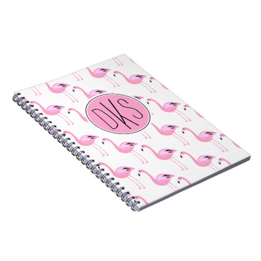 Roze lamingos | Monogram Notitieboek (Rechterzijde)