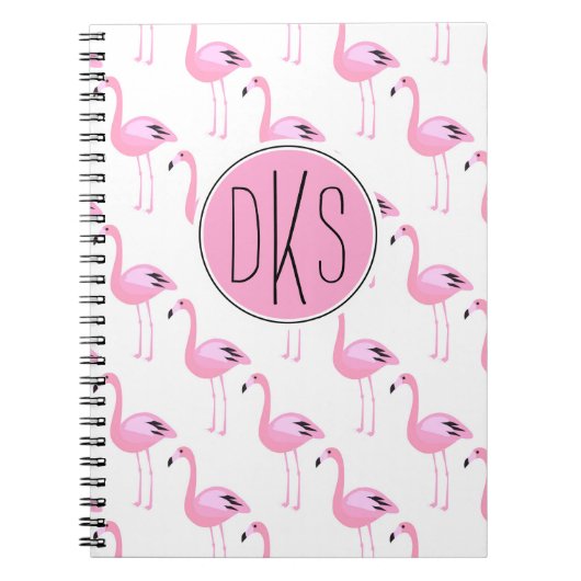 Roze lamingos | Monogram Notitieboek (Voorkant)
