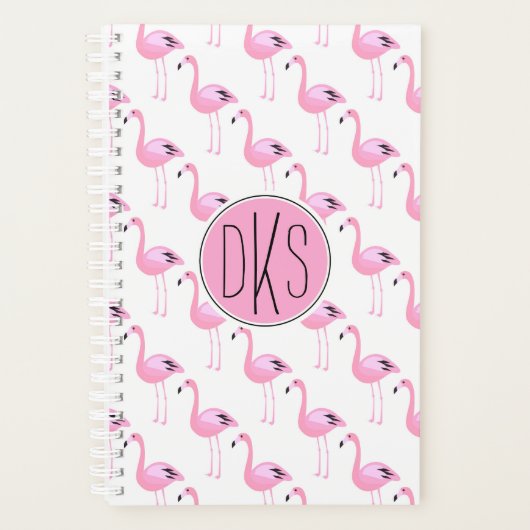 Roze lamingos | Monogram Planner (Voorkant)