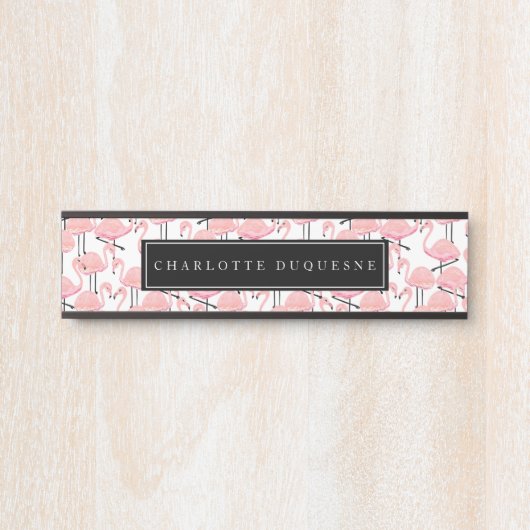 Roze lamingos op maat deurbordje (Voorkant)