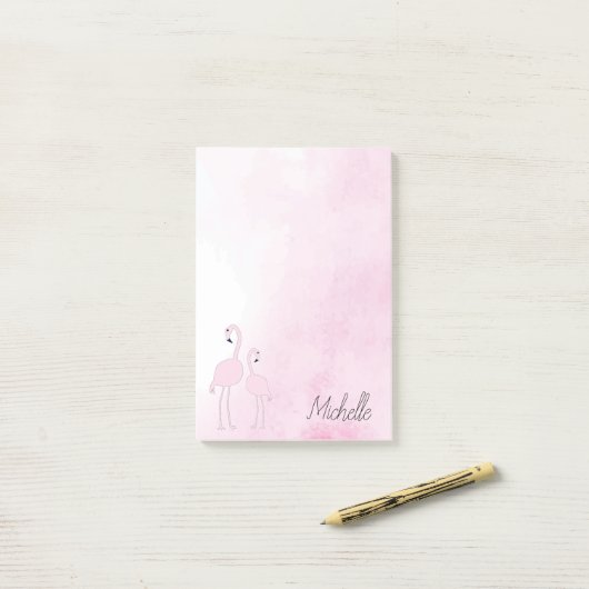 Roze lamingos op maat post-it® notes (Op bureau)