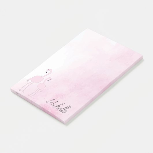 Roze lamingos op maat post-it® notes (Schuin)