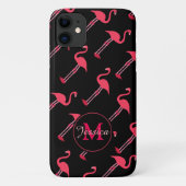 Roze lamingos op zwart-persoonlijk Case-Mate iPhone case (Achterkant)