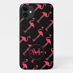 Roze lamingos op zwart-persoonlijk Case-Mate iPhone case