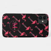 Roze lamingos op zwart-persoonlijk Case-Mate iPhone case (Achterkant (horizontaal))