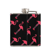 Roze lamingos op zwart-persoonlijk heupfles (Achterkant)
