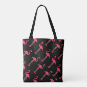Roze lamingos op zwart-persoonlijk tote bag (Achterkant)