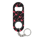 Roze lamingos op zwart sleutelhanger flessenopener (Achterkant)