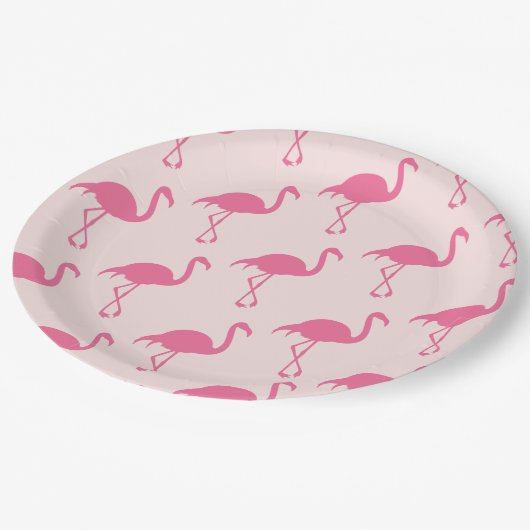 Roze lamingos papieren bordje (Gekanteld)