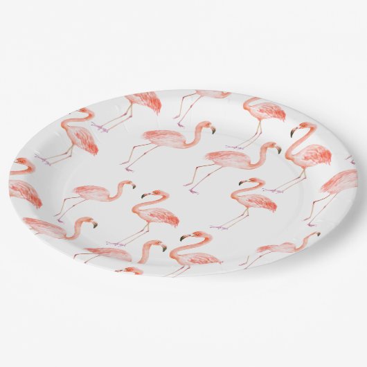 Roze lamingos papieren bordje (Gekanteld)