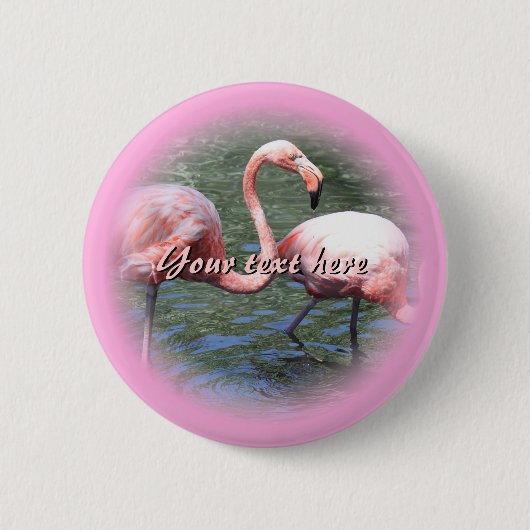 Roze lamingos ronde button 5,7 cm (Voorkant)