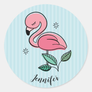  roze lamingos ronde sticker