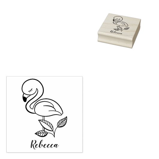  roze lamingos rubberstempel (Gestempeld)