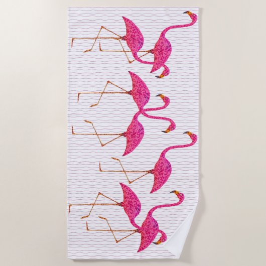 Roze lamingos strandlaken (Voorkant)