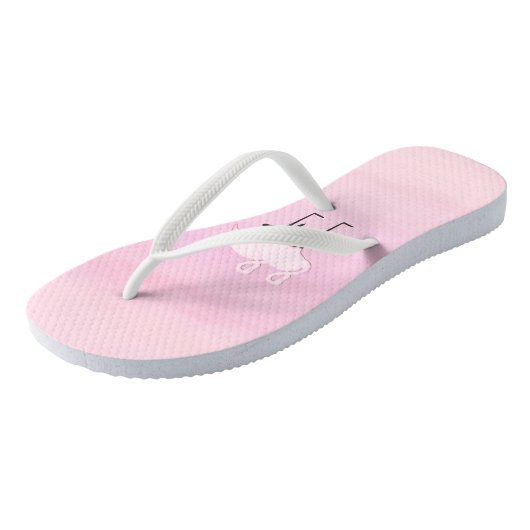 Roze lamingos teenslippers (Schuin)
