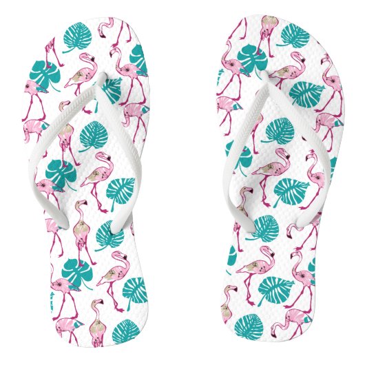 Roze lamingos teenslippers (Voetbed)