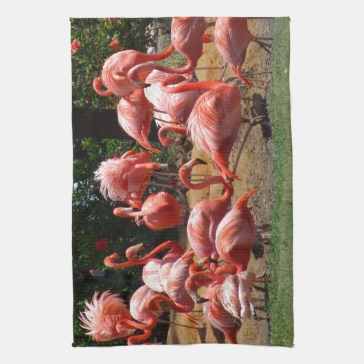 Roze lamingos theedoek (Verticaal)