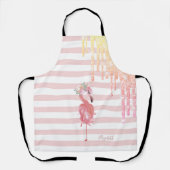 Roze lamingos, ventilator, strooiselschijven, stri schort (Voorkant)