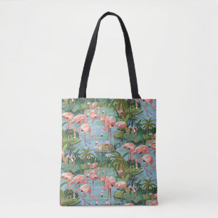 Roze lamingos Verf op aantal Tote Bag