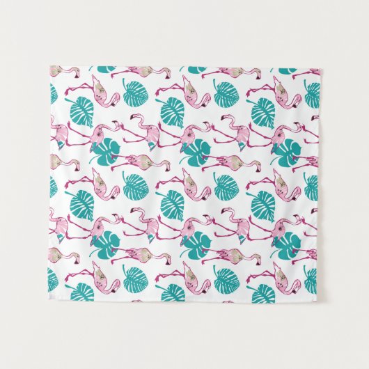 Roze lamingos wandkleed (Voorkant (horizontaal))