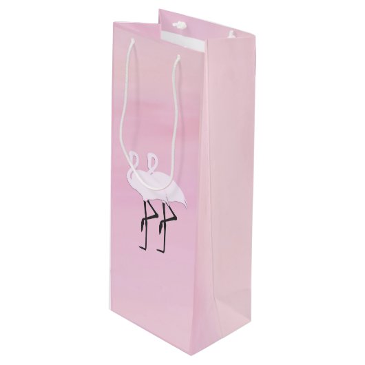 Roze lamingos wijn cadeautas (Voorkant Gekanteld)
