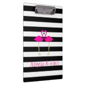 Roze lamingos, zwart, witte strepen, speciaal gepe klembord (Rechts)