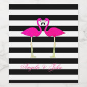 Roze lamingos, zwart, witte strepen, speciaal gepe wijn etiket (Enkel label)