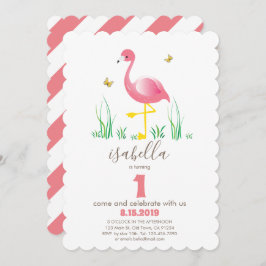 Roze lamings Meisje 1ste verjaardag Kaarten