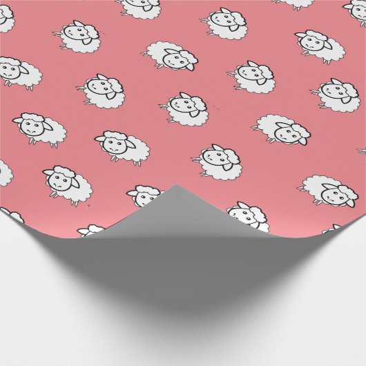 Roze lammeren cadeaupapier (Hoek)