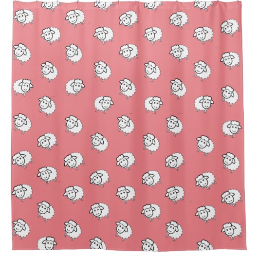 Roze lammeren douchegordijn (Voorkant)