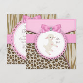 Roze Lammetje Baby Shower Kaart (Voorkant / Achterkant)