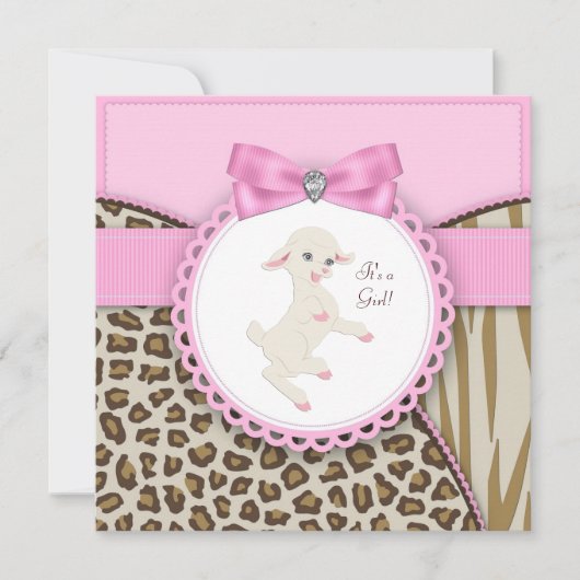 Roze Lammetje Baby Shower Kaart (Voorkant)