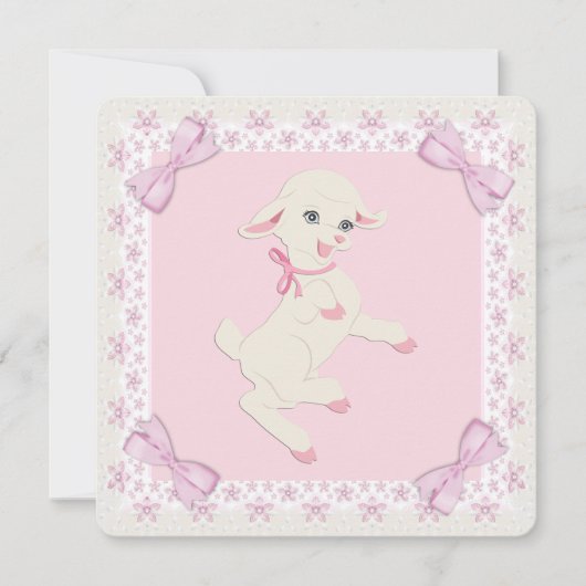 Roze Lammetje Baby Shower Kaart (Voorkant)