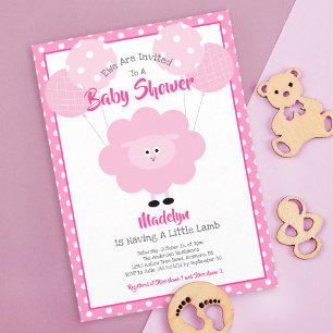 Roze Lammetje Baby Shower Script Ballonnen Cute Mo Kaart
