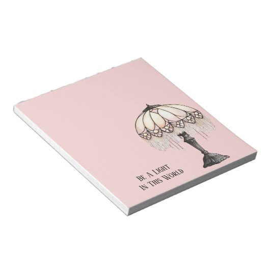 Roze Lamp Wees Een Licht Notitieblok (Schuin)