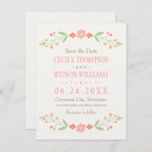 Roze Land Bloemen Bruiloft Save The Date (Voorkant / Achterkant)