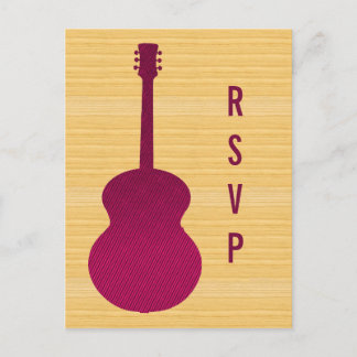 Roze Land Guitar RSVP Briefkaart