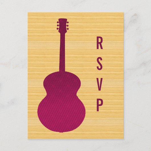 Roze Land Guitar RSVP Briefkaart (Voorkant)