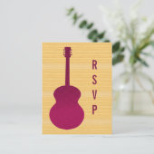 Roze Land Guitar RSVP Briefkaart (Staand voorkant)