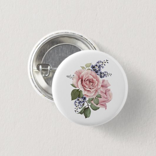 Roze Land Roos Ronde Button 3,2 Cm (Voorkant /achterkant)