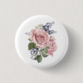 Roze Land Roos Ronde Button 3,2 Cm (Voorkant)