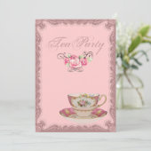 Roze Land Vrijgezellenfeest Tea Party Uitnodiging (Staand voorkant)