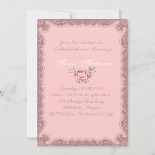 Roze Land Vrijgezellenfeest Tea Party Uitnodiging (Achterkant)