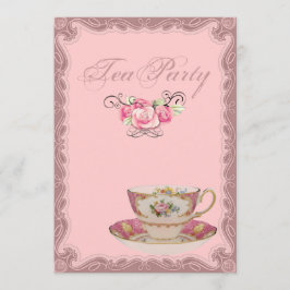 Roze Land Vrijgezellenfeest Tea Party Uitnodiging