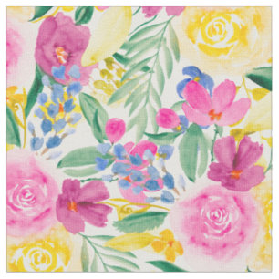roze land waterverf bloempatroon stof