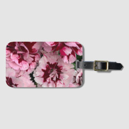 Roze landbloemen bagagelabel