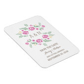 Roze landbloemmonogram Opslaan datum Magneet (Rechterzijde)