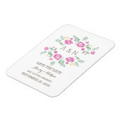 Roze landbloemmonogram Opslaan datum Magneet (Linkerzijde)